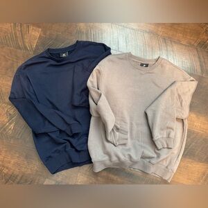 H&M Men's Navy and Brown Crewneck Loose Fit Sweatshirts